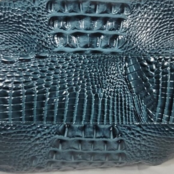 2 pc. BRAHMIN IVY GREEN ELISA LEATHER SHOULDER BAG/PURSE-CHECKBOOK WALLET SET - Picture 6 of 14